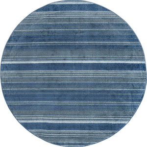 Blue 7' 3 x 7' 3 Gemstone Round Area Rug Polypropylene Contemporary Carpet Easy Clean Stain Resistant for Home Design Decorating for Sale at Rug Engine