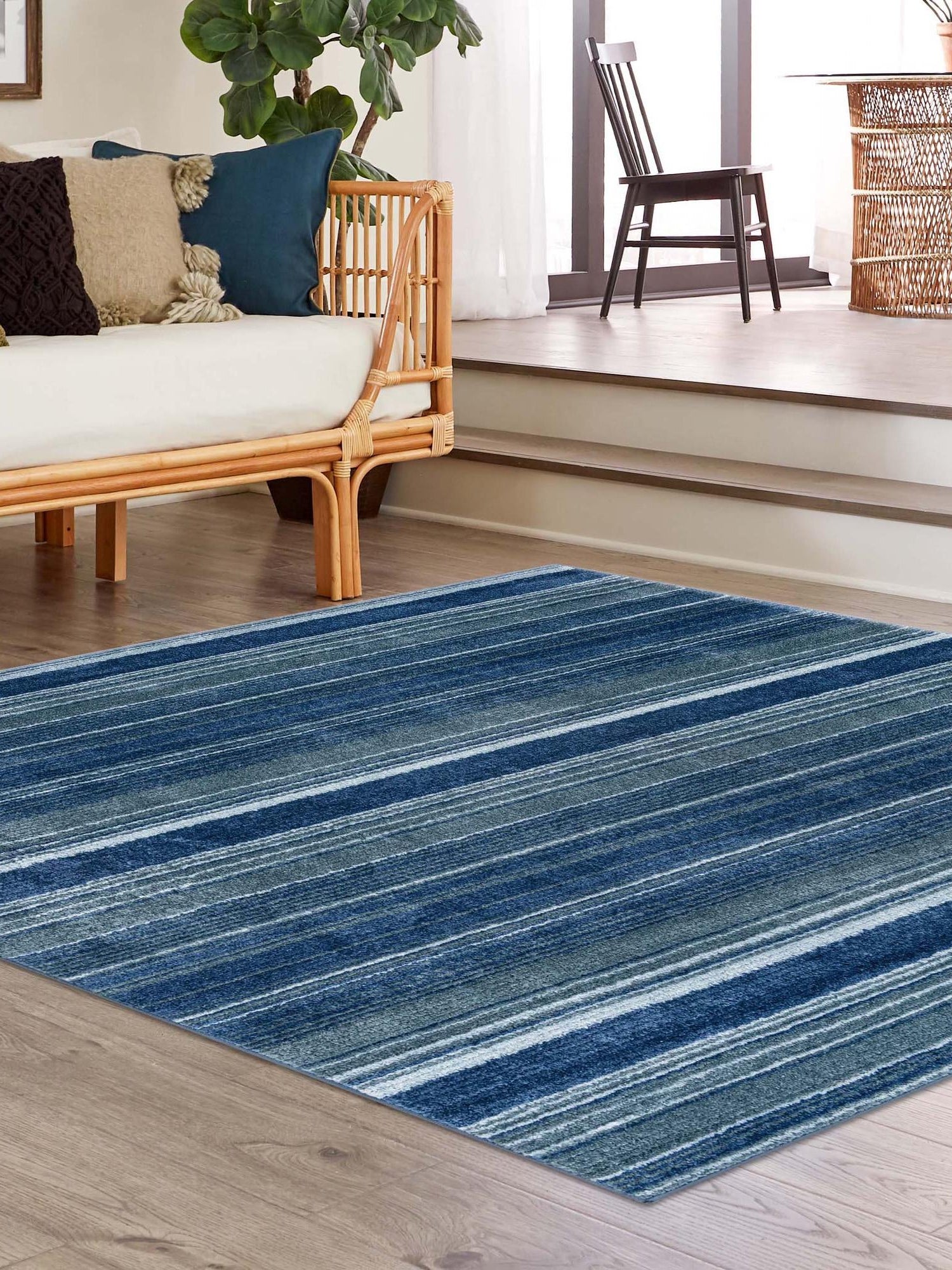 Blue 9' 10 x 9' 10 Gemstone Square Area Rug Polypropylene Contemporary Carpet Easy Clean Stain Resistant for Home Design Decorating for Sale at Rug Engine
