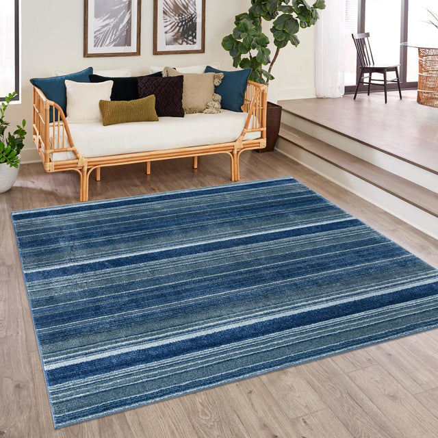 Blue 7' 3 x 7' 3 Gemstone Square Area Rug Polypropylene Contemporary Carpet Easy Clean Stain Resistant for Home Design Decorating for Sale at Rug Engine