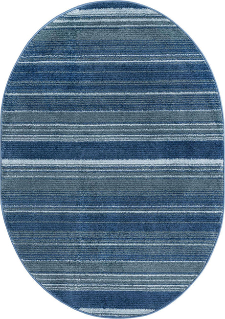 Blue 4' 1 x 6' 3 Gemstone Oval Area Rug Polypropylene Contemporary Carpet Easy Clean Stain Resistant for Home Design Decorating for Sale at Rug Engine