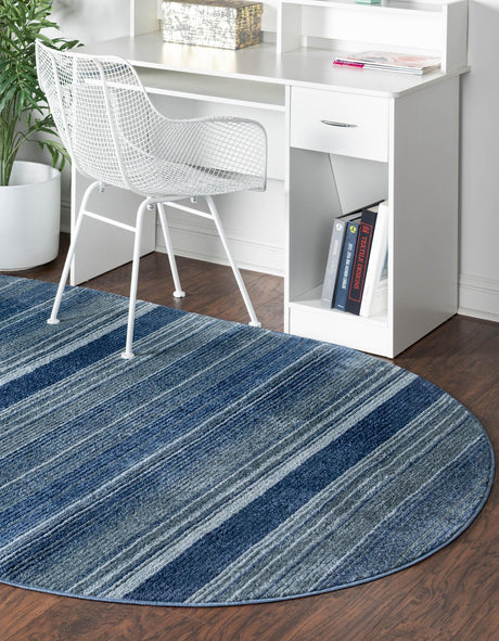 Blue 4' 1 x 6' 3 Gemstone Oval Area Rug Polypropylene Contemporary Carpet Easy Clean Stain Resistant for Home Design Decorating for Sale at Rug Engine
