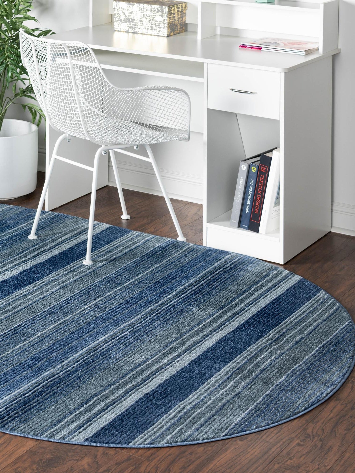 Blue 7' 10 x 10' 2 Gemstone Oval Area Rug Polypropylene Contemporary Carpet Easy Clean Stain Resistant for Home Design Decorating for Sale at Rug Engine