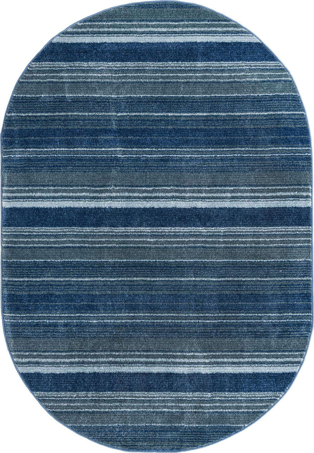 Blue 5' 3 x 8' Gemstone Oval Area Rug Polypropylene Contemporary Carpet Easy Clean Stain Resistant for Home Design Decorating for Sale at Rug Engine