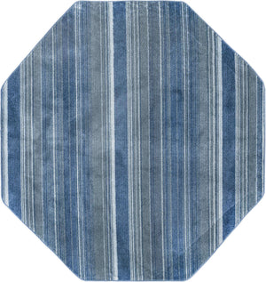 Blue 7' 3 x 7' 3 Gemstone Octagon Area Rug Polypropylene Contemporary Carpet Easy Clean Stain Resistant for Home Design Decorating for Sale at Rug Engine