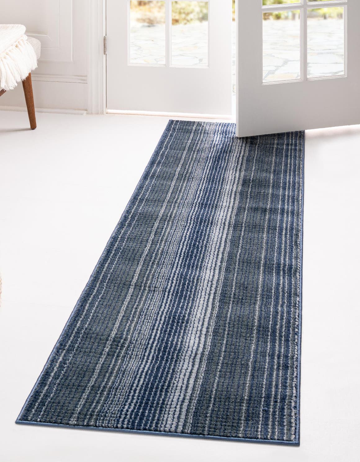 Blue 2' 2 x 5' 11 Gemstone Runner Area Rug Polypropylene Contemporary Carpet Easy Clean Stain Resistant for Home Design Decorating for Sale at Rug Engine