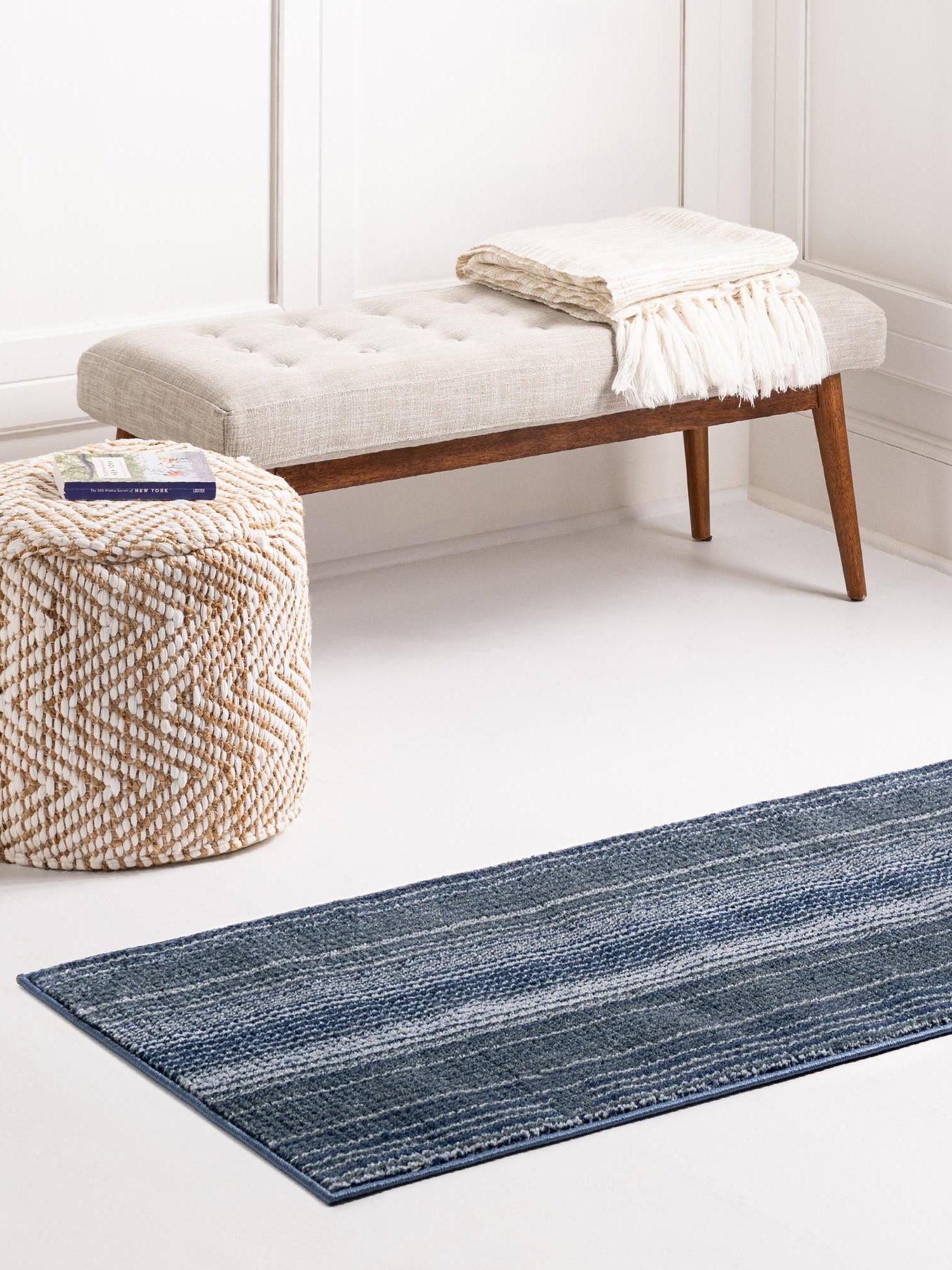 Blue 2' 2 x 5' 11 Gemstone Runner Area Rug Polypropylene Contemporary Carpet Easy Clean Stain Resistant for Home Design Decorating for Sale at Rug Engine