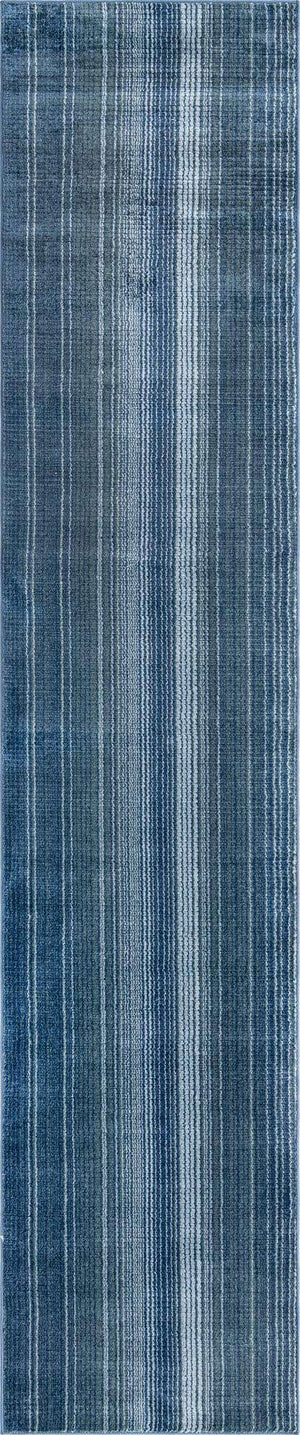 Blue 2' 7 x 12' Gemstone Runner Area Rug Polypropylene Contemporary Carpet Easy Clean Stain Resistant for Home Design Decorating for Sale at Rug Engine