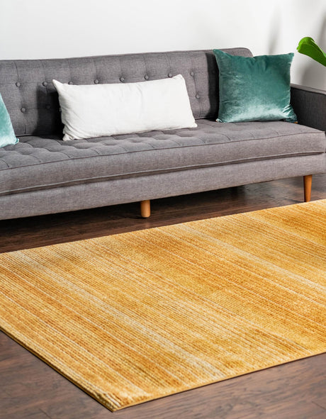 Yellow 4' 1 x 6' 3 Gemstone Rectangle Area Rug Polypropylene Contemporary Carpet Easy Clean Stain Resistant for Home Design Decorating for Sale at Rug Engine