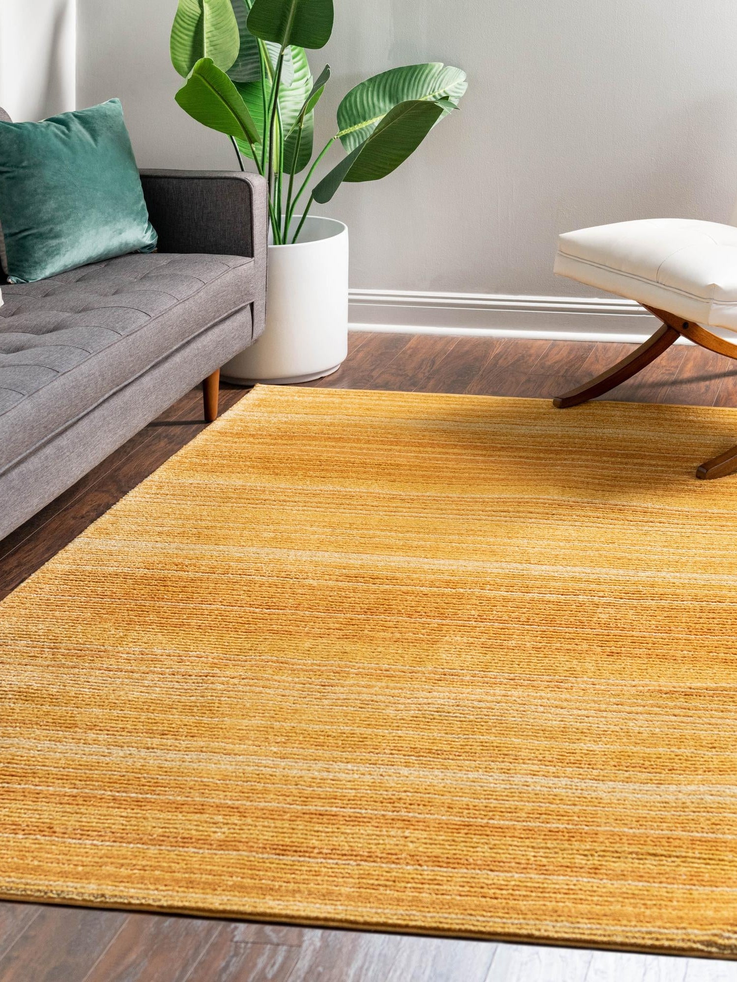 Yellow 5' 3 x 8' Gemstone Rectangle Area Rug Polypropylene Contemporary Carpet Easy Clean Stain Resistant for Home Design Decorating for Sale at Rug Engine