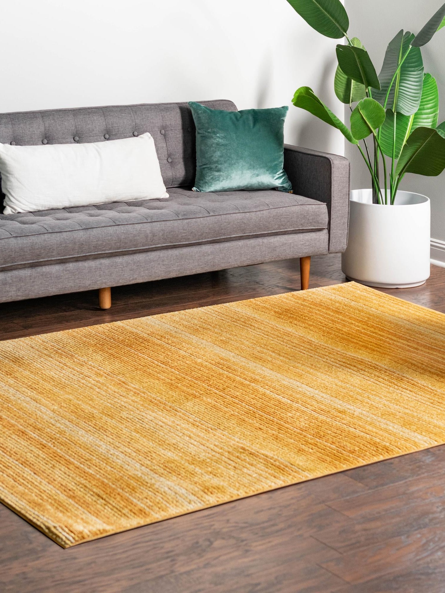 Yellow 4' 1 x 6' 3 Gemstone Rectangle Area Rug Polypropylene Contemporary Carpet Easy Clean Stain Resistant for Home Design Decorating for Sale at Rug Engine