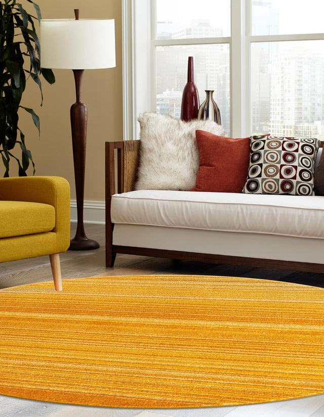 Yellow 5' 3 x 5' 3 Gemstone Round Area Rug Polypropylene Contemporary Carpet Easy Clean Stain Resistant for Home Design Decorating for Sale at Rug Engine