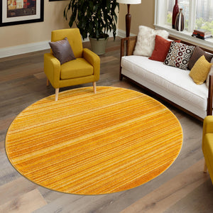 Yellow 10' 2 x 10' 2 Gemstone Round Area Rug Polypropylene Contemporary Carpet Easy Clean Stain Resistant for Home Design Decorating for Sale at Rug Engine
