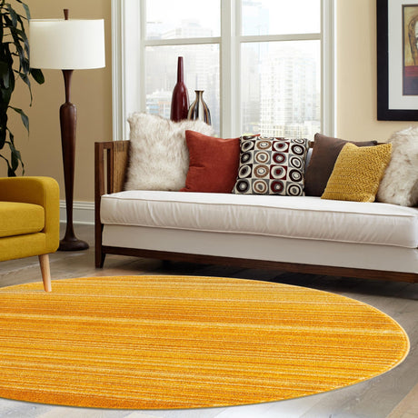 Yellow 3' 3 x 3' 3 Gemstone Round Area Rug Polypropylene Contemporary Carpet Easy Clean Stain Resistant for Home Design Decorating for Sale at Rug Engine