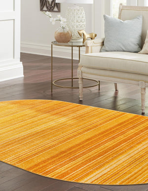 Yellow 4' 1 x 6' 3 Gemstone Oval Area Rug Polypropylene Contemporary Carpet Easy Clean Stain Resistant for Home Design Decorating for Sale at Rug Engine