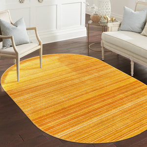 Yellow 4' 1 x 6' 3 Gemstone Oval Area Rug Polypropylene Contemporary Carpet Easy Clean Stain Resistant for Home Design Decorating for Sale at Rug Engine