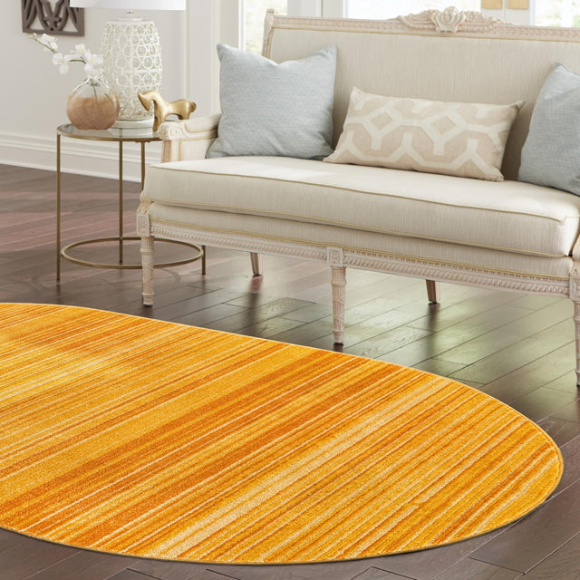 Yellow 4' 1 x 6' 3 Gemstone Oval Area Rug Polypropylene Contemporary Carpet Easy Clean Stain Resistant for Home Design Decorating for Sale at Rug Engine