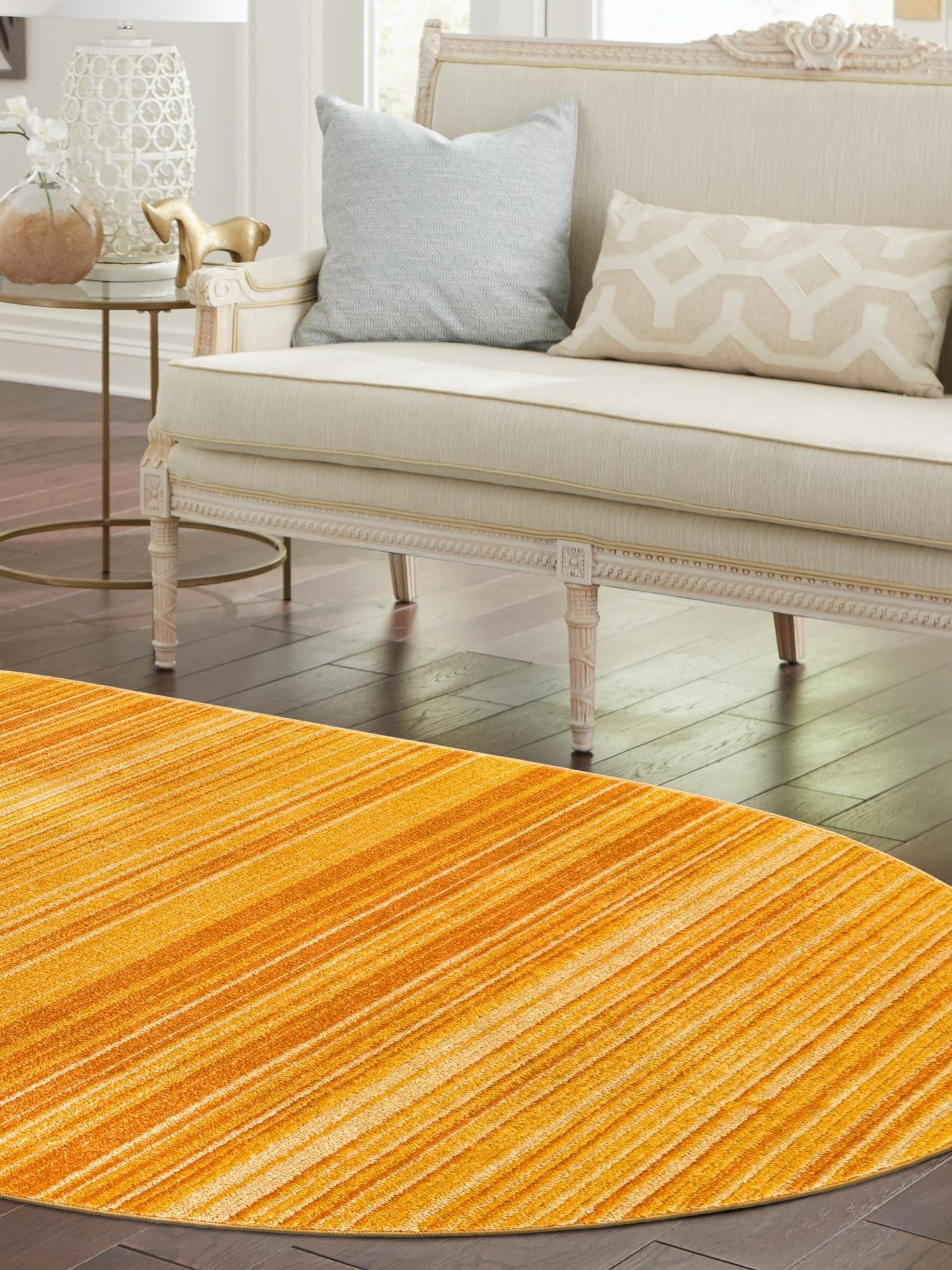 Yellow 5' 3 x 8' Gemstone Oval Area Rug Polypropylene Contemporary Carpet Easy Clean Stain Resistant for Home Design Decorating for Sale at Rug Engine