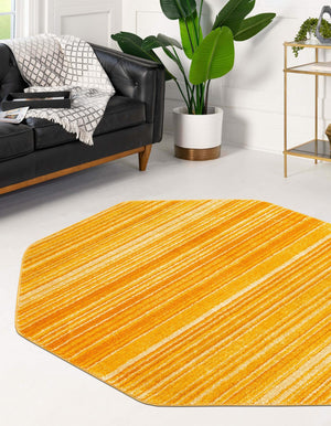 Yellow 4' 1 x 4' 1 Gemstone Octagon Area Rug Polypropylene Contemporary Carpet Easy Clean Stain Resistant for Home Design Decorating for Sale at Rug Engine