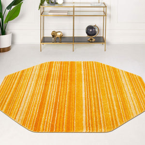 Yellow 4' 1 x 4' 1 Gemstone Octagon Area Rug Polypropylene Contemporary Carpet Easy Clean Stain Resistant for Home Design Decorating for Sale at Rug Engine