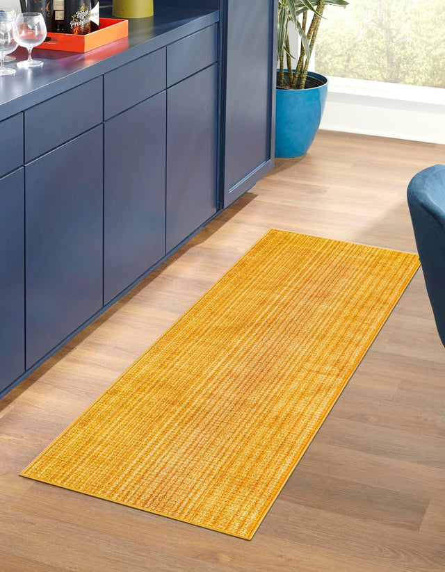 Yellow 2' 2 x 5' 1 Gemstone Runner Area Rug Polypropylene Contemporary Carpet Easy Clean Stain Resistant for Home Design Decorating for Sale at Rug Engine