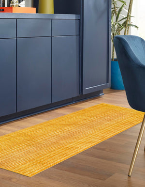 Yellow 2' 2 x 5' 11 Gemstone Runner Area Rug Polypropylene Contemporary Carpet Easy Clean Stain Resistant for Home Design Decorating for Sale at Rug Engine
