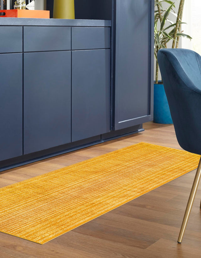 Yellow 2' 2 x 8' Gemstone Runner Area Rug Polypropylene Contemporary Carpet Easy Clean Stain Resistant for Home Design Decorating for Sale at Rug Engine