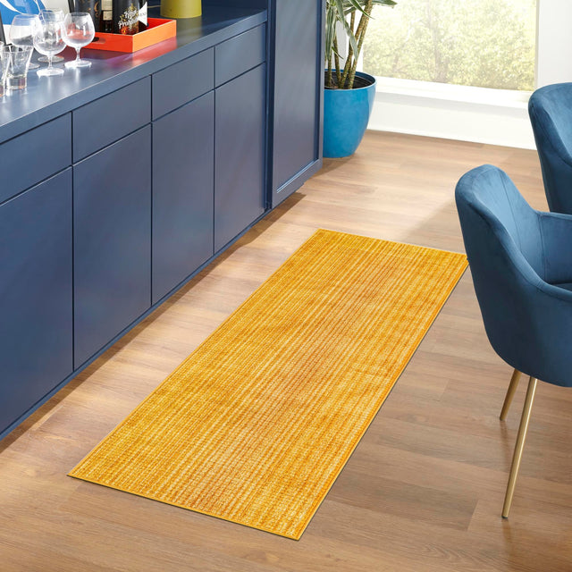 Yellow 2' 2 x 5' 11 Gemstone Runner Area Rug Polypropylene Contemporary Carpet Easy Clean Stain Resistant for Home Design Decorating for Sale at Rug Engine
