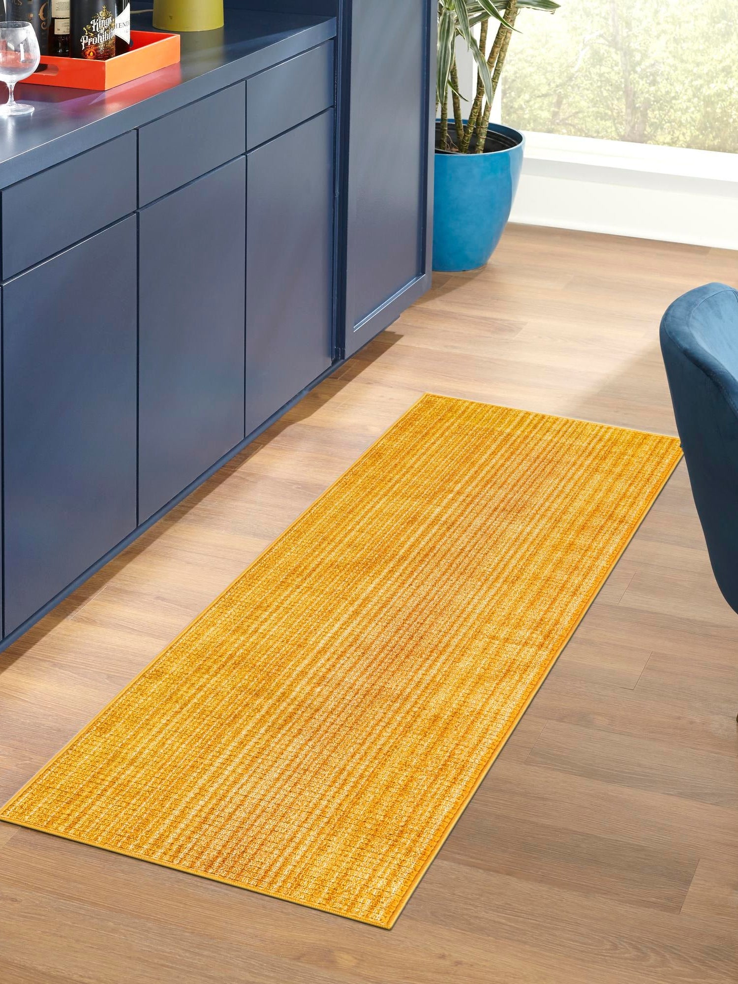 Yellow 2' 2 x 8' Gemstone Runner Area Rug Polypropylene Contemporary Carpet Easy Clean Stain Resistant for Home Design Decorating for Sale at Rug Engine