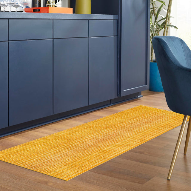 Yellow 2' 2 x 8' Gemstone Runner Area Rug Polypropylene Contemporary Carpet Easy Clean Stain Resistant for Home Design Decorating for Sale at Rug Engine
