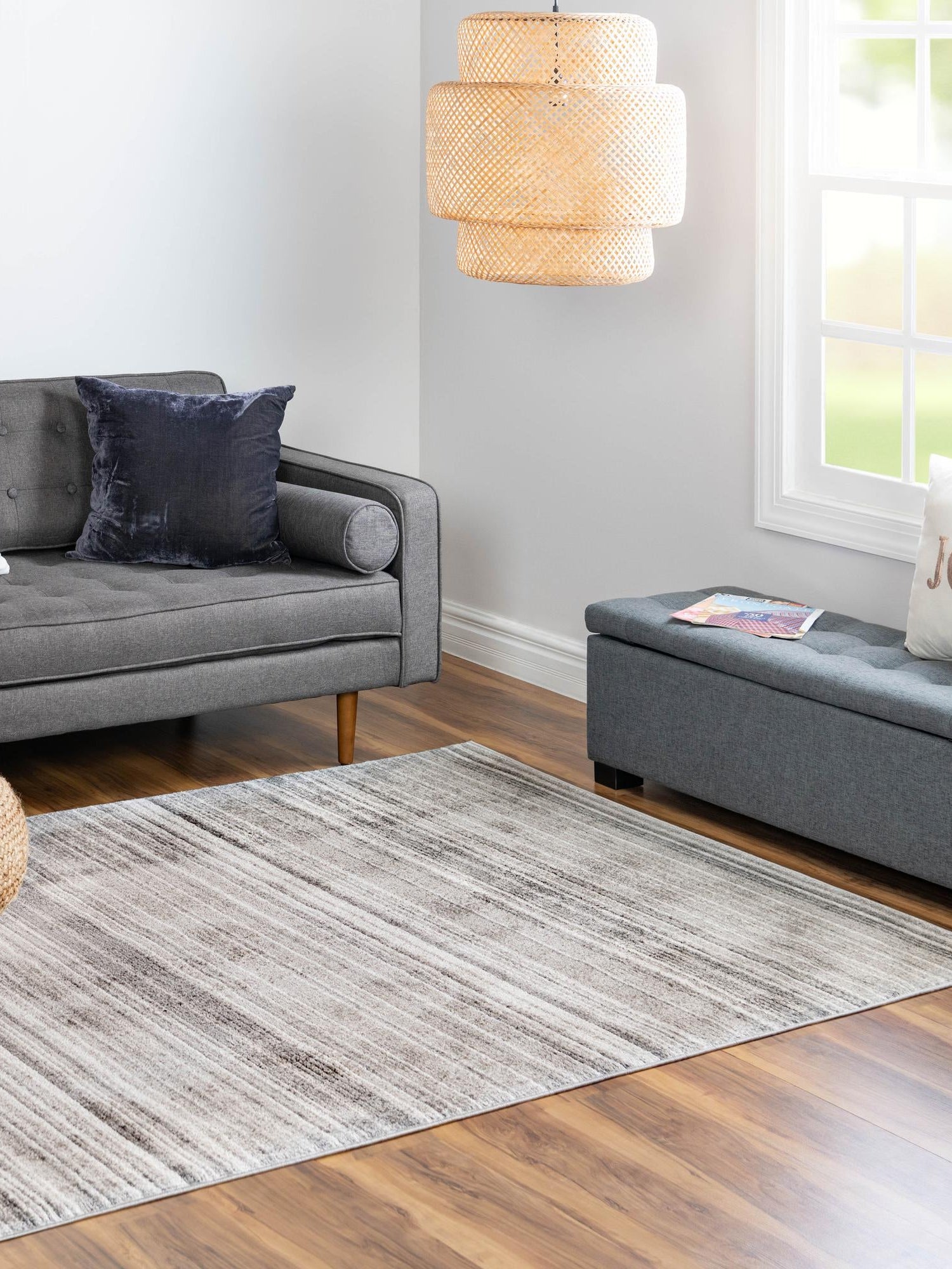 Gray 4' 1 x 6' 3 Gemstone Rectangle Area Rug Polypropylene Contemporary Carpet Easy Clean Stain Resistant for Home Design Decorating for Sale at Rug Engine