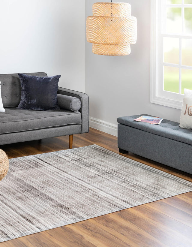 Gray 4' 1 x 6' 3 Gemstone Rectangle Area Rug Polypropylene Contemporary Carpet Easy Clean Stain Resistant for Home Design Decorating for Sale at Rug Engine