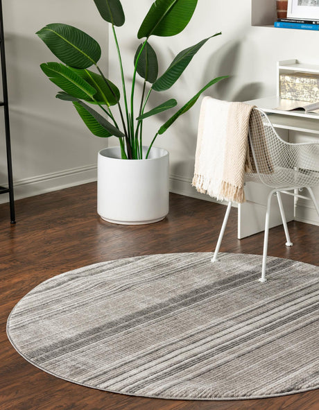 Gray 3' 3 x 3' 3 Gemstone Round Area Rug Polypropylene Contemporary Carpet Easy Clean Stain Resistant for Home Design Decorating for Sale at Rug Engine