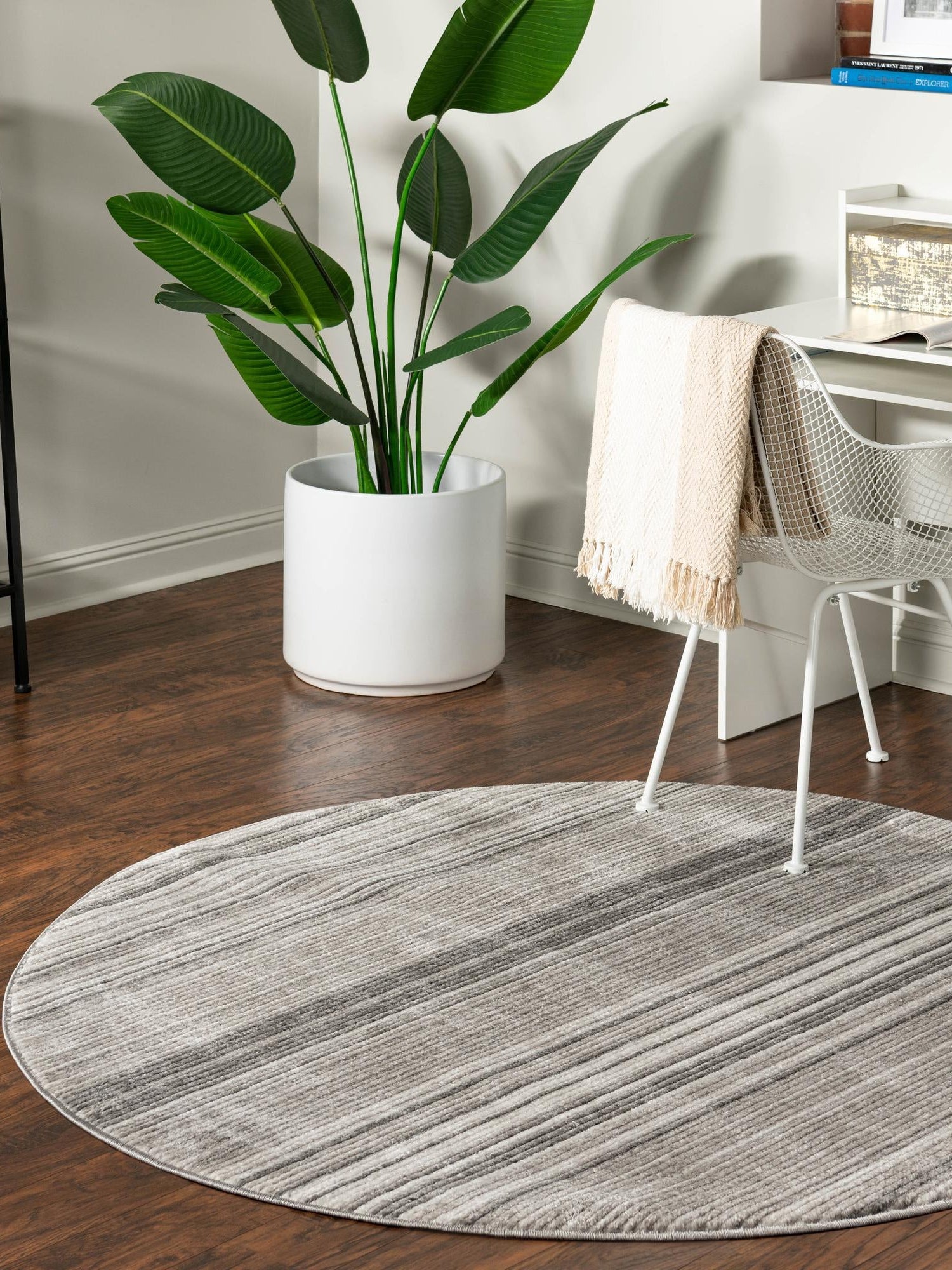 Gray 7' 3 x 7' 3 Gemstone Round Area Rug Polypropylene Contemporary Carpet Easy Clean Stain Resistant for Home Design Decorating for Sale at Rug Engine