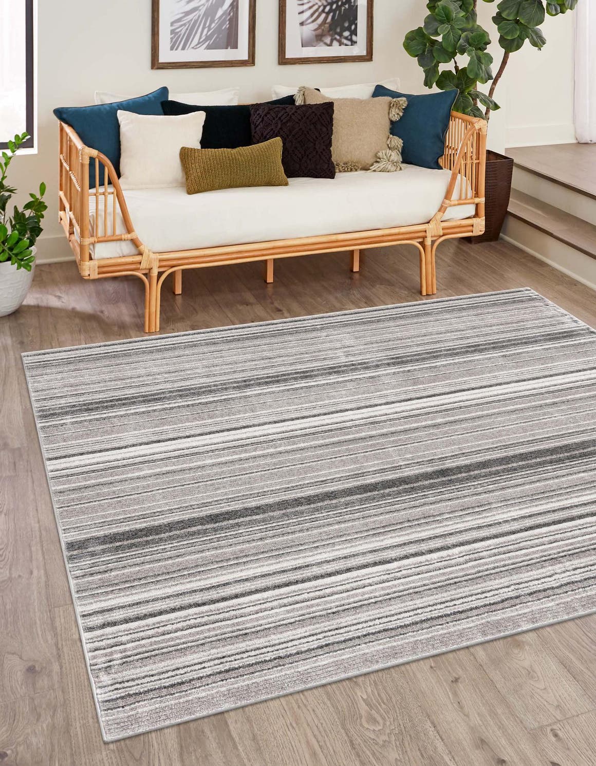 Gray 9' 10 x 9' 10 Gemstone Square Area Rug Polypropylene Contemporary Carpet Easy Clean Stain Resistant for Home Design Decorating for Sale at Rug Engine
