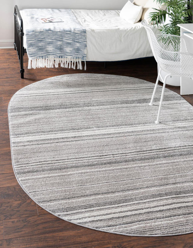 Gray 4' 1 x 6' 3 Gemstone Oval Area Rug Polypropylene Contemporary Carpet Easy Clean Stain Resistant for Home Design Decorating for Sale at Rug Engine
