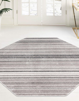 Gray 4' 1 x 4' 1 Gemstone Octagon Area Rug Polypropylene Contemporary Carpet Easy Clean Stain Resistant for Home Design Decorating for Sale at Rug Engine