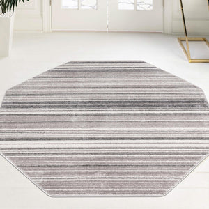 Gray 4' 1 x 4' 1 Gemstone Octagon Area Rug Polypropylene Contemporary Carpet Easy Clean Stain Resistant for Home Design Decorating for Sale at Rug Engine