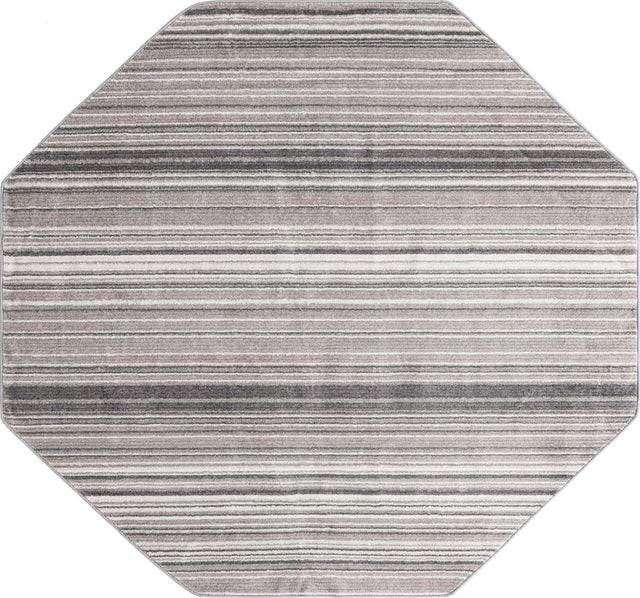 Gray 7' 3 x 7' 3 Gemstone Octagon Area Rug Polypropylene Contemporary Carpet Easy Clean Stain Resistant for Home Design Decorating for Sale at Rug Engine