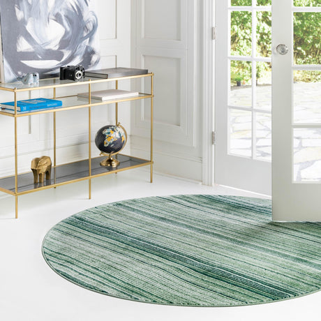 Green 5' 3 x 5' 3 Gemstone Round Area Rug Polypropylene Contemporary Carpet Easy Clean Stain Resistant for Home Design Decorating for Sale at Rug Engine