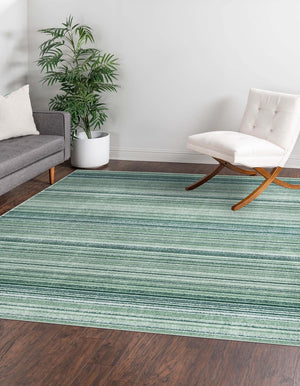 Green 9' 10 x 9' 10 Gemstone Square Area Rug Polypropylene Contemporary Carpet Easy Clean Stain Resistant for Home Design Decorating for Sale at Rug Engine