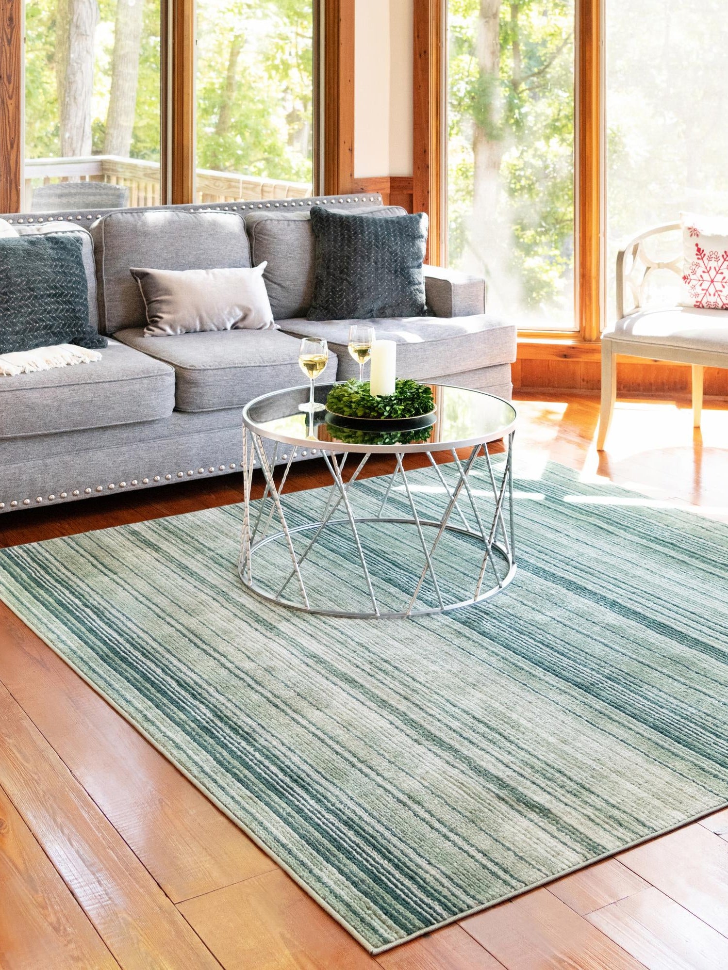 Green 9' 10 x 9' 10 Gemstone Square Area Rug Polypropylene Contemporary Carpet Easy Clean Stain Resistant for Home Design Decorating for Sale at Rug Engine