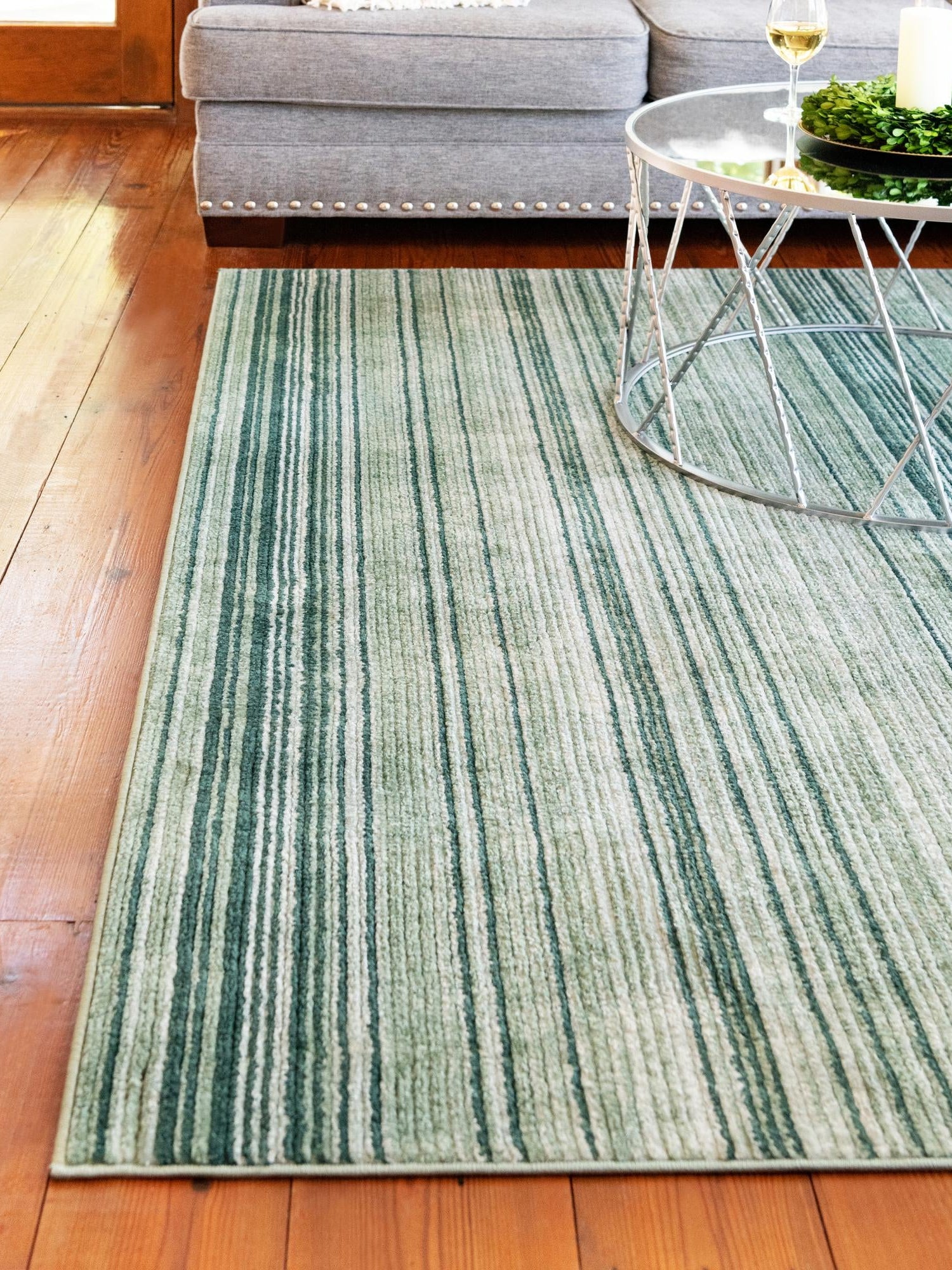 Green 9' 10 x 9' 10 Gemstone Square Area Rug Polypropylene Contemporary Carpet Easy Clean Stain Resistant for Home Design Decorating for Sale at Rug Engine