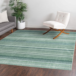 Green 7' 3 x 7' 3 Gemstone Square Area Rug Polypropylene Contemporary Carpet Easy Clean Stain Resistant for Home Design Decorating for Sale at Rug Engine