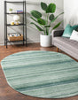 Green 3' 3 x 5' 3 Gemstone Oval Area Rug Polypropylene Contemporary Carpet Easy Clean Stain Resistant for Home Design Decorating for Sale at Rug Engine