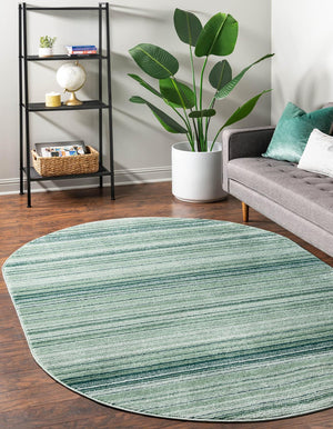 Green 4' 1 x 6' 3 Gemstone Oval Area Rug Polypropylene Contemporary Carpet Easy Clean Stain Resistant for Home Design Decorating for Sale at Rug Engine