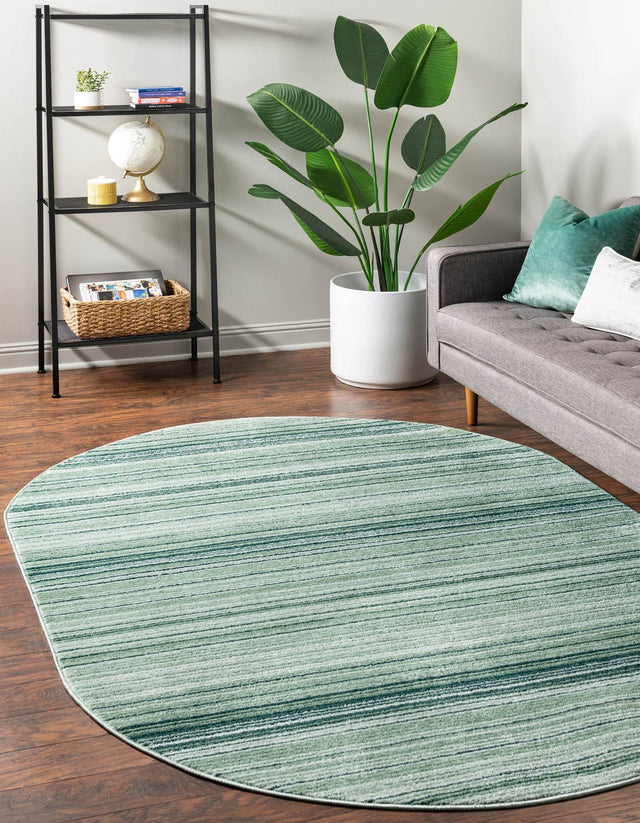 Green 4' 1 x 6' 3 Gemstone Oval Area Rug Polypropylene Contemporary Carpet Easy Clean Stain Resistant for Home Design Decorating for Sale at Rug Engine