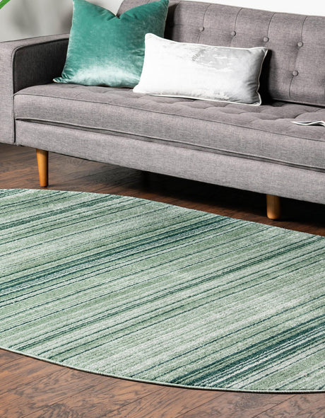 Green 4' 1 x 6' 3 Gemstone Oval Area Rug Polypropylene Contemporary Carpet Easy Clean Stain Resistant for Home Design Decorating for Sale at Rug Engine