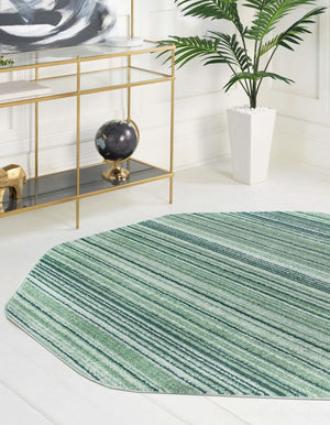 Green 7' 3 x 7' 3 Gemstone Octagon Area Rug Polypropylene Contemporary Carpet Easy Clean Stain Resistant for Home Design Decorating for Sale at Rug Engine