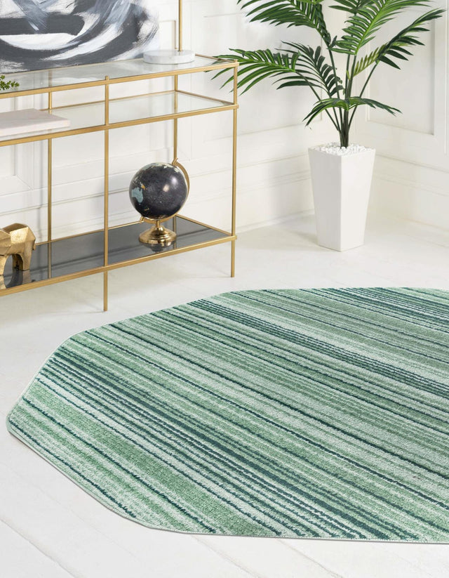 Green 7' 3 x 7' 3 Gemstone Octagon Area Rug Polypropylene Contemporary Carpet Easy Clean Stain Resistant for Home Design Decorating for Sale at Rug Engine