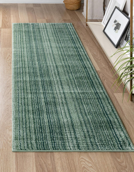 Green 2' 2 x 5' 11 Gemstone Runner Area Rug Polypropylene Contemporary Carpet Easy Clean Stain Resistant for Home Design Decorating for Sale at Rug Engine